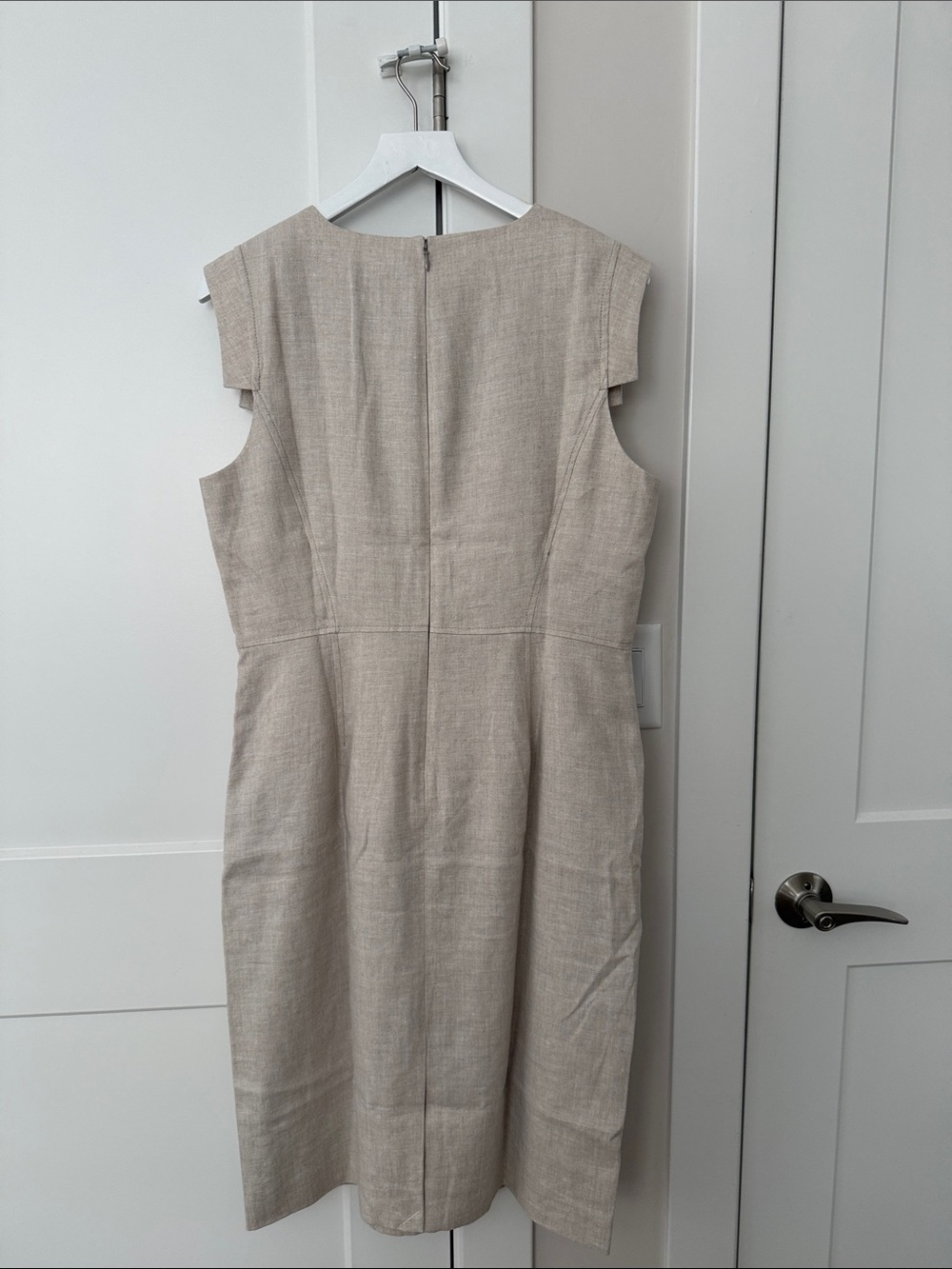 J Crew Elegant Sleeveless Beige/Natural Sheath Dress - Picture 4 of 5